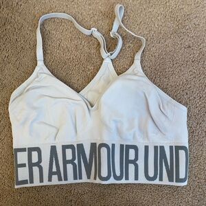 Under Armour Women's White Sports Bra with Gray Band